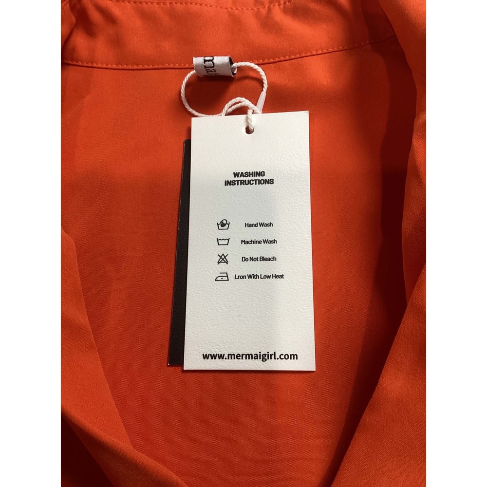 Mermaigirl Women Dress Size M Orange Long Sleeve Belted Wrap Midi Dress NWT - Picture 10 of 11